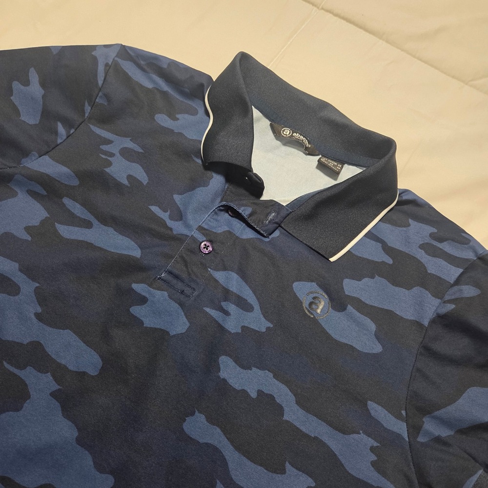 Abacus Womens Blue Camo Golf Polo Shirt St Andrews Short Sleeve Size XS